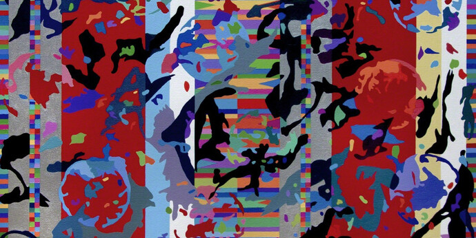 Peripheral thought, house photo word movie paint, singular color. Courtesy of Lora Schlesinger Gallery