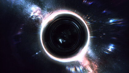 Representación gráfica de un agujero negro en el cosmos