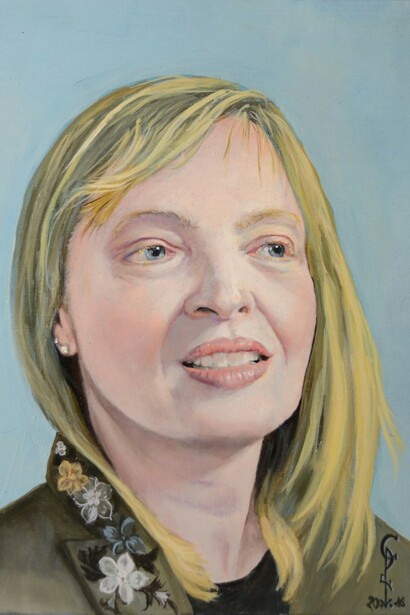 Carmen Panciroli, Cristina, 2016, olio su tela di lino, cm. 30x24. Courtesy of Galleria 8,75 Artecontemporanea