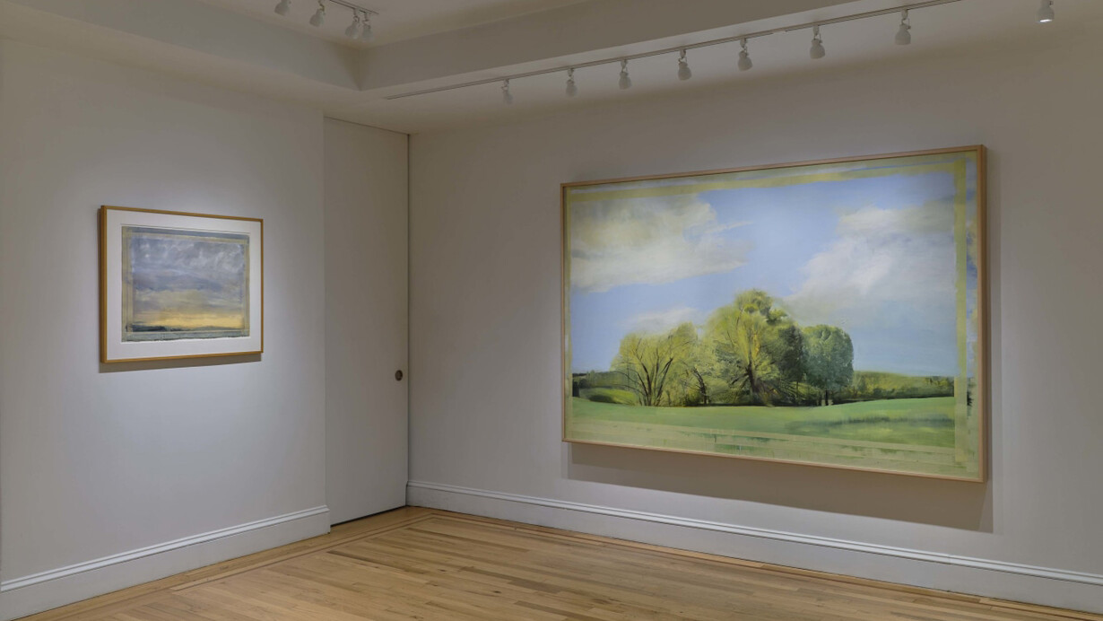 Sylvia Plimack Mangold, Tapes, fields, and trees, 1975-84, exhibition view. Courtesy of Craig Starr Gallery