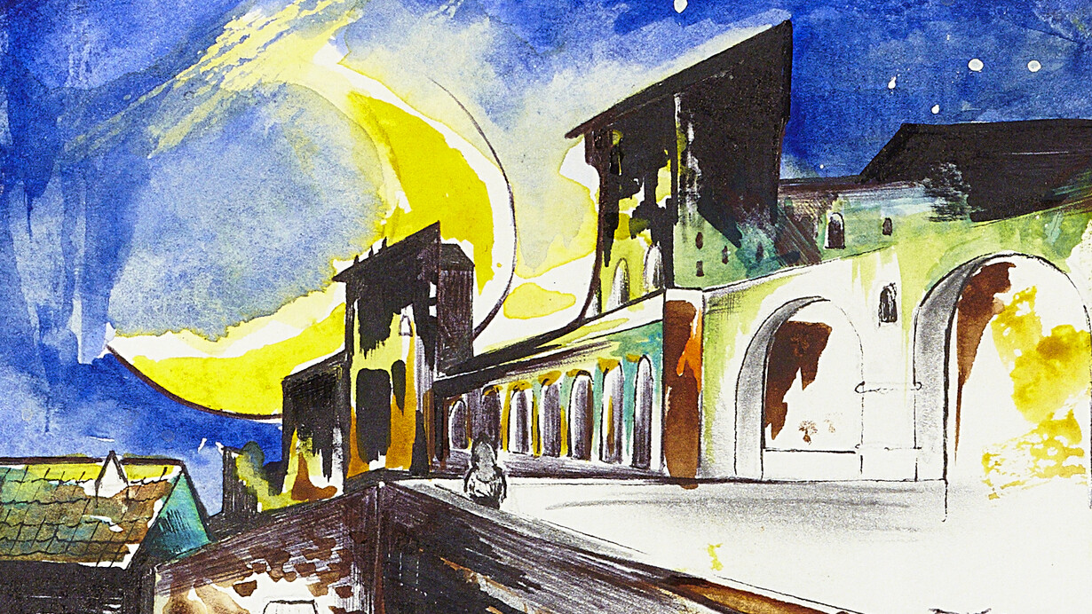 Pitigliano, acquerello su carta 14,8x10,5 cm, Frode 2015