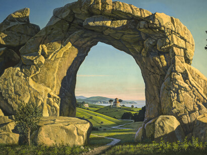 David Ligare, Rock Arch (detail), 2015, Oil on canvas, 30 x 50 in.