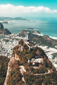 Aerial view of city buildings near the mountain, Rio de Janeiro, Brazil 
