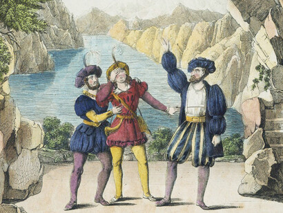 Una stampa d'epoca del Guglielmo Tell