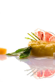 Risotto al prosciutto, melone e mozzarella 