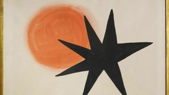 Alexander Calder, Soleil et étoile noire, 1967, gouache on card, 61 x 80 cm., photo Alberto Bravini, Courtesy Ronchini Gallery