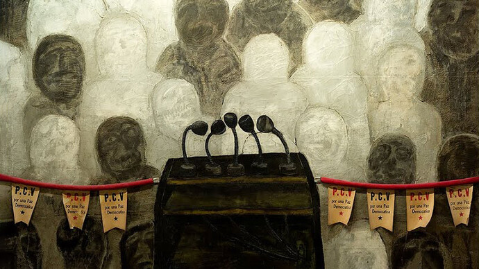 Antonia Eiriz, Una tribuna para la paz democrática (1968, detalle)