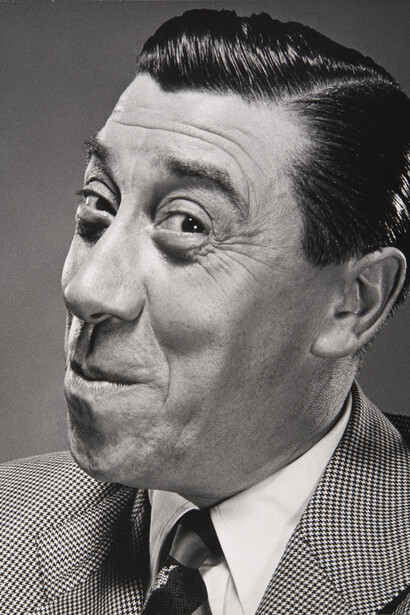 Philippe Halsman, Fernandel, "Quelles sont les mesures prises par le gouvernement français pour accroître le taux de naissance?", The Frenchman, 1948, Archives Philippe Halsman. © 2015 Philippe Halsman Archive / Magnum Photos