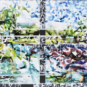 Au réveil, il était midi (3), 2018 Indian ink, acrylic and oil on canvas 139 x 199 cm
(54 23/32 x 78 11/32 in.) Photo credit : David Bordes
Courtesy of the artist and Galerie Nathalie Obadia, Paris/Brussels