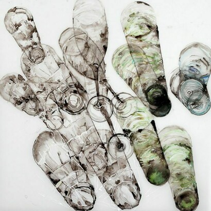 Katina Huston, Glassware, Everyday, 2010, Ink on mylar, 24 x 24 inches