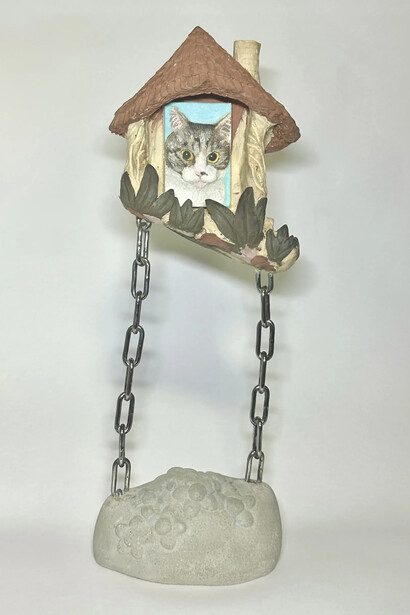 Shuto Mizukami, Cat house chain (Blue) (detail), 2026. Courtesy of 532 Gallery Thomas Jaeckel
