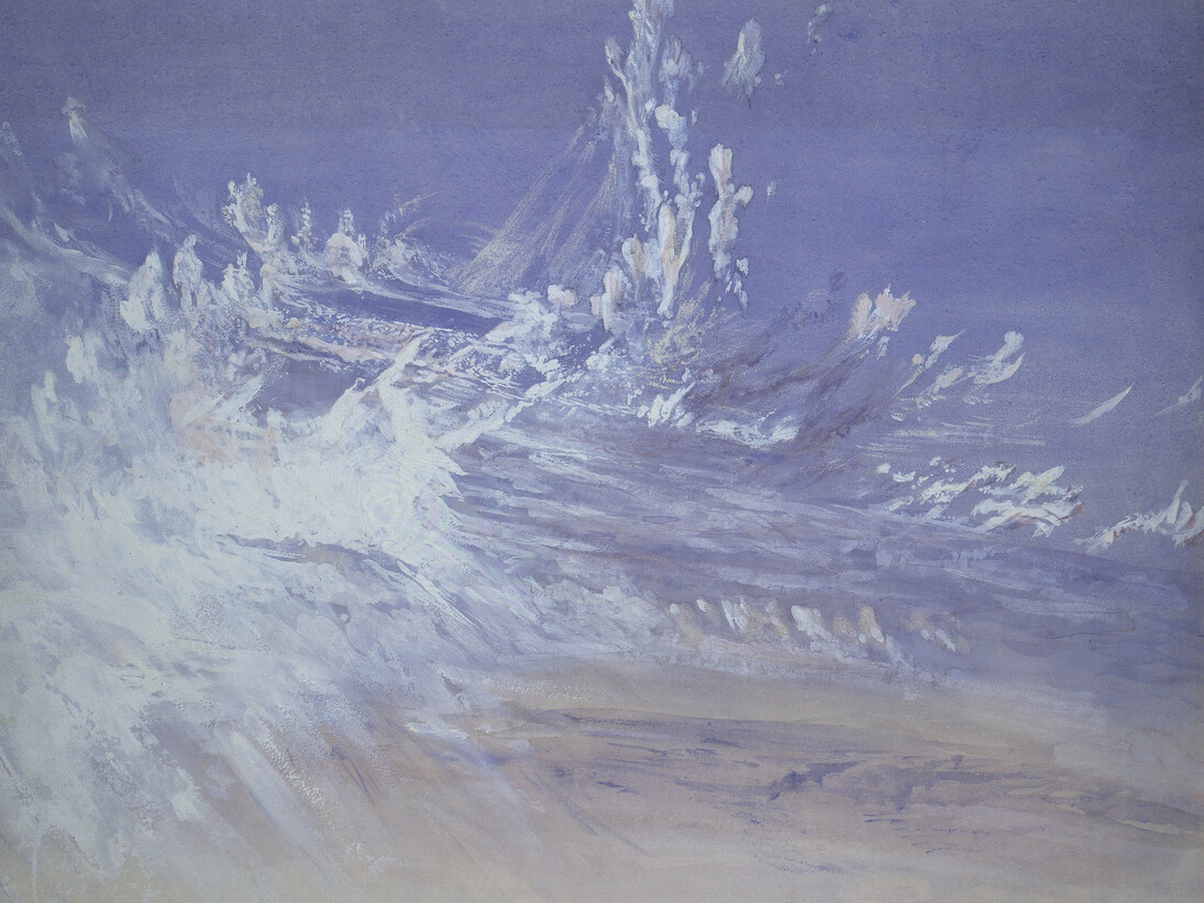 John Ruskin, Study of Clouds in Turner’s “Campo Santo, Venice”, 1859-60, Watercolour and bodycolour on pale grey wove paper; 35.7 x 46.7 cm, The Ashmolean Museum, Oxford. Presumably presented by John Ruskin to the Ruskin Drawing School (University of Oxford), where it was first recorded in 1906