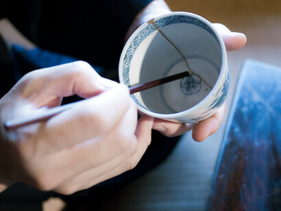 Most of the time the lacquer used to bind the bowl together is gold