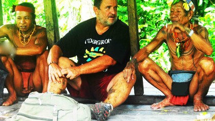 With chief and shaman Mentawai tribe, Siberut Island (Sumatra)