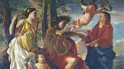 Nicolas Poussin, La inspiración del poeta (detalle), c. 1630
