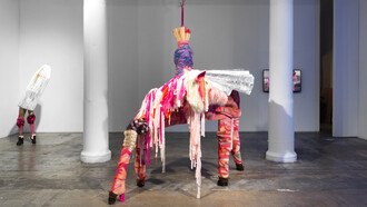 Tamar Ettun "Pink Eat Owl", installation shot. Image courtesy of the artist and Fridman Gallery, New York