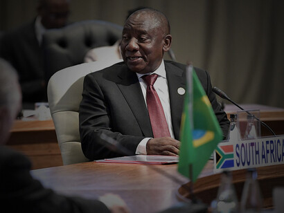 South African President Cyril Ramaphosa at a restricted session of the BRICS summit, 2018