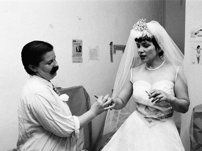 Şükran Moral, Married with Three, 1994, Silver print on Bergger paper, courtesy of the artist and Galeri Zilberman