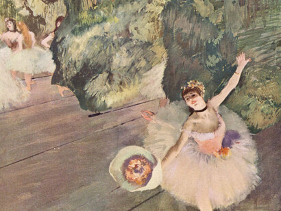 Detalle de Bailarina haciendo una reverencia (La primera bailarina), Edgar Degas