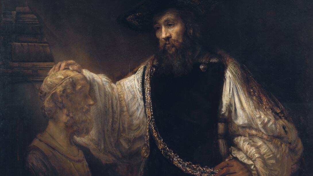Rembrandt, Aristóteles con un busto de Homero (detalle), 1653