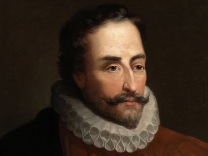 Eduardo Balaca y Orejas; Retrato de Miguel de Cervantes, c. 1877 (detalle)