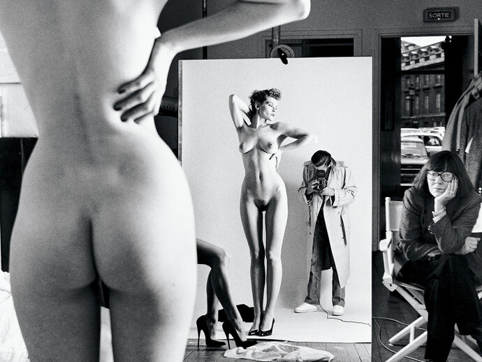 Helmut Newton, Self-Portrait with wife and models, Paris 1981