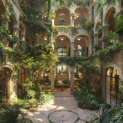 Immagine AI creata inserendo luoghi abbandonati della città rivestiti e reinventati dalla landart