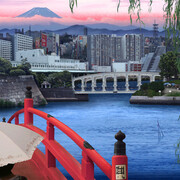 Emily Allchurch, Tokyo Story 10: Willow Landscape (after Hiroshige), detail, 2011, Transparency on LED lightbox
© Courtesy the artist and LA Noble Gallery