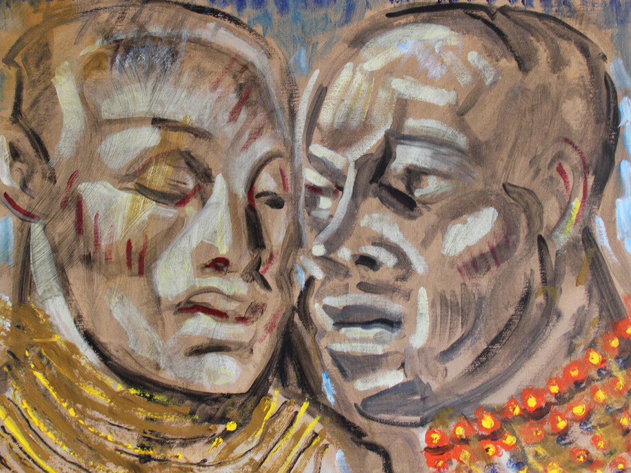 Copyright Mark Beard, [Edith Thayer Cromwell (1893-1962)], Two Masai Warriors n.d., oil on canvas, Courtesy of ClampArt, New York City