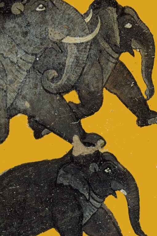 Detalle de "Cinco elefantes al galope", India, siglo XIX