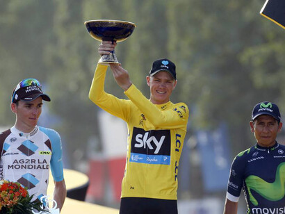 Podio con Bardet, Froome e Quintana