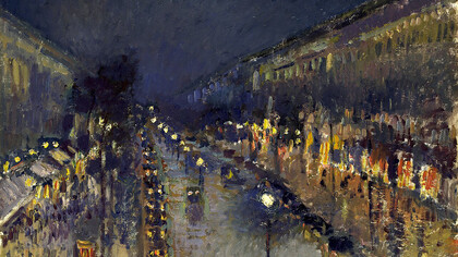 Camille Pissarro, El Boulevard Montmartre por la noche (detalle), 1897 