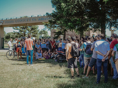 Investigadores defendiendo el CONICET, 30 de enero de 2024, Santa Fe, Argentina