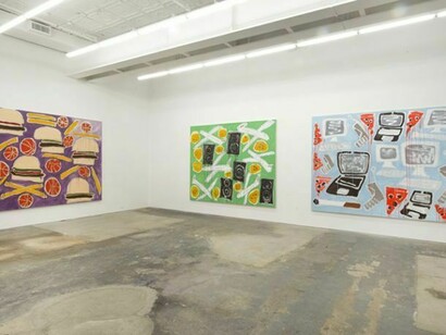 Katherine Bernhardt, Katherine Bernhardt, "Stupid, Crazy, Ridiculous, Funny Patterns", 2014, Installation View, Canada