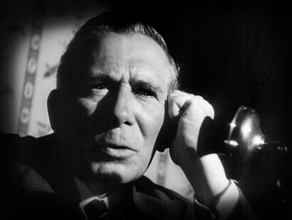 Ray Collins in una scena del film "Citizien Kane", in Italia conosciuto con il titolo "Quarto Potere", co-scritto, diretto, interpretato e co-prodotto da Orson Welles, 1941