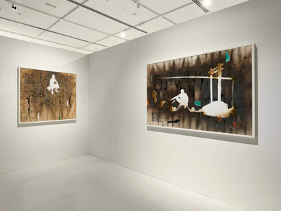 Prasanta Sahu, The geometry of ordinary lives, exhibition view. Courtesy of Emami Art