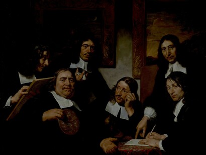 «Los gobernadores de la guilda de San Lucas de Haarlem» (1675), Jan de Bray