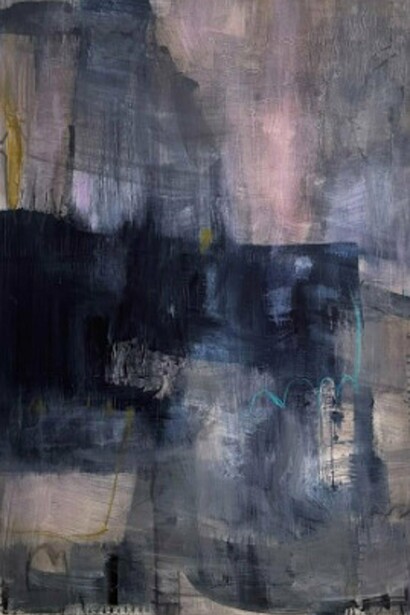 Rachel Marie, Blue Mood (detail), 2024, Acrylic and pastel crayons, 36 x 24 in. Courtesy of the artist and bG Gallery
