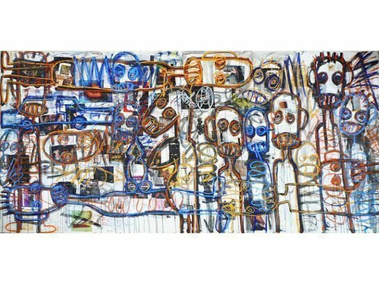 Aboudia, Nouchi Dreams, 78x154 in., 2014