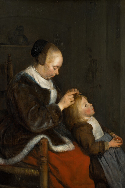 Gerard ter Borch, Mother combing her child’s Hair, or ‘Hunting for lice’ (detail), ca. 1652-1653. Courtesy of Museo Thyssen-Bornemisza