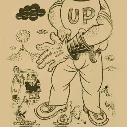 "Con la zurda", ilustración de Penike para la revista Punto final (1973), año VII, N° 186, p. 3