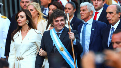 Argentina's President Javier Milei and Vice President Victoria Villarruel on the day of his inauguration, in Buenos Aires, Argentina December 10, 2023