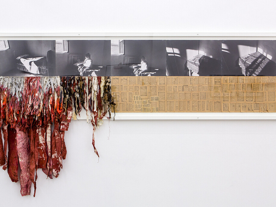 Nil Yalter, Rahime, Kurdish Women from Turkey, 1979, video, black and white photographs, drawings, installation