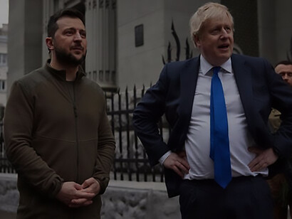 UK Prime Minister Boris Johnson met with Ukraine's President Volodymyr Zelensky in Kyiv, where he pledged additional aid, April 9, 2022