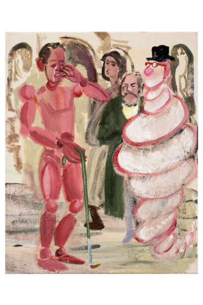 Nazim Ünal Yilmaz, Rafaello and Marx, 2023, oil on canvas, 50x40cm. Courtesy the artist and Harkawik, NYC