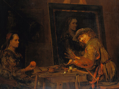 Arent de Gelder, Selbstbildnis als Zeuxis, der eine ältere Frau porträtiert, 1685. Mit freundlicher Genehmigung des Städel Museums