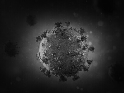 Corona virus visto bajo el lente de un microscopio