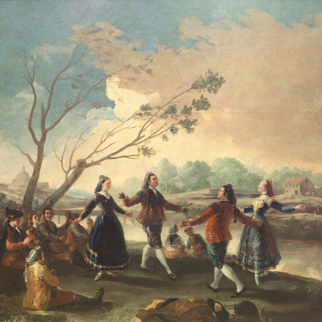 Baile a orillas del Manzanares, Francisco de Goya, Óleo sobre lienzo, 272 x 295 cm, 1776 - 1777, Madrid, Museo Nacional del Prado