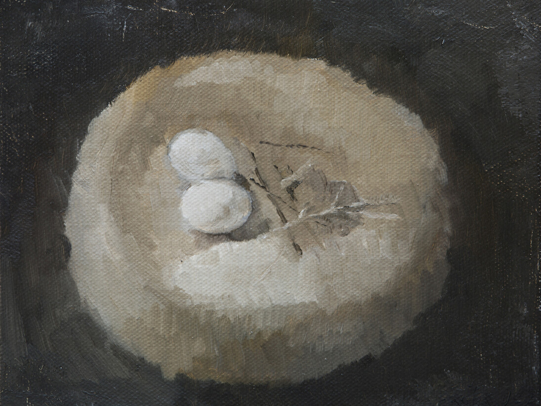 Zhao Zhao, Spoiled Bird Egg, 2013, Oil on canvas, 10 1/2 x 13 3/4 in (27 x 35 cm). Courtesy of the artist and Chambers Fine Art