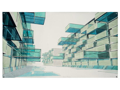 Balcones Flotantes, 2020. Acuarela sobre papel, 66 x 130 cm
